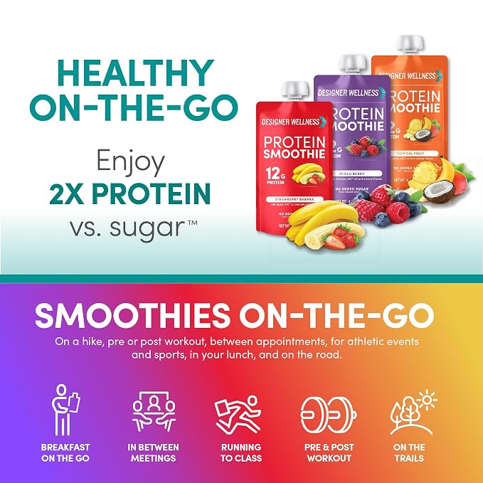 Designer Wellness Smoothie Protein Pouches On The Go